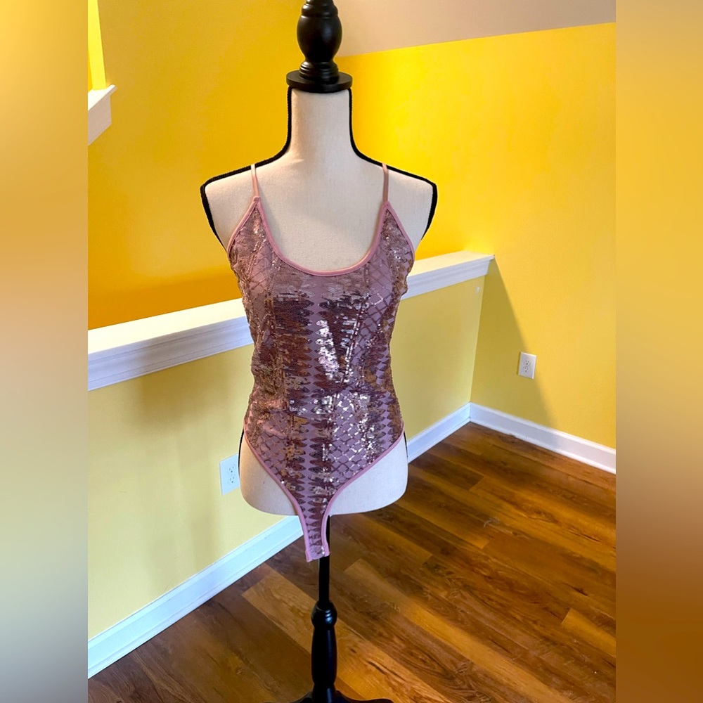 Pink sequin bodysuit